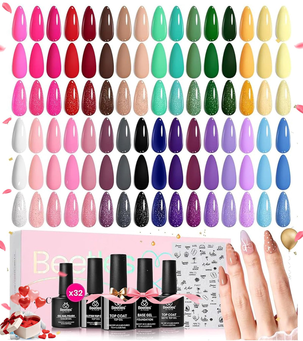 Beetles Gel Polish ensemble 32 couleurs pour des looks variés.