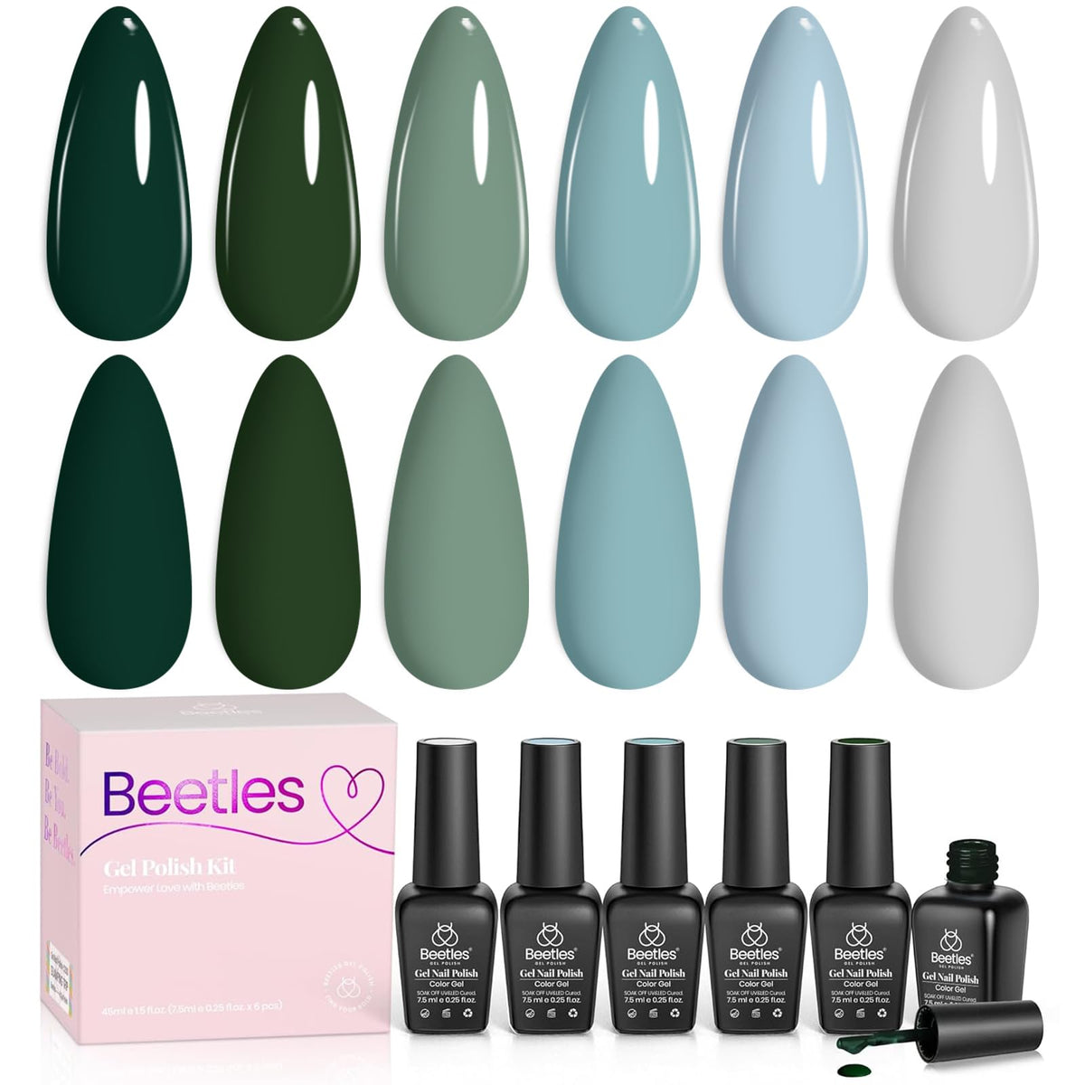 Beetles Gel Polish Misty Forest, palette polyvalente prête à porter.