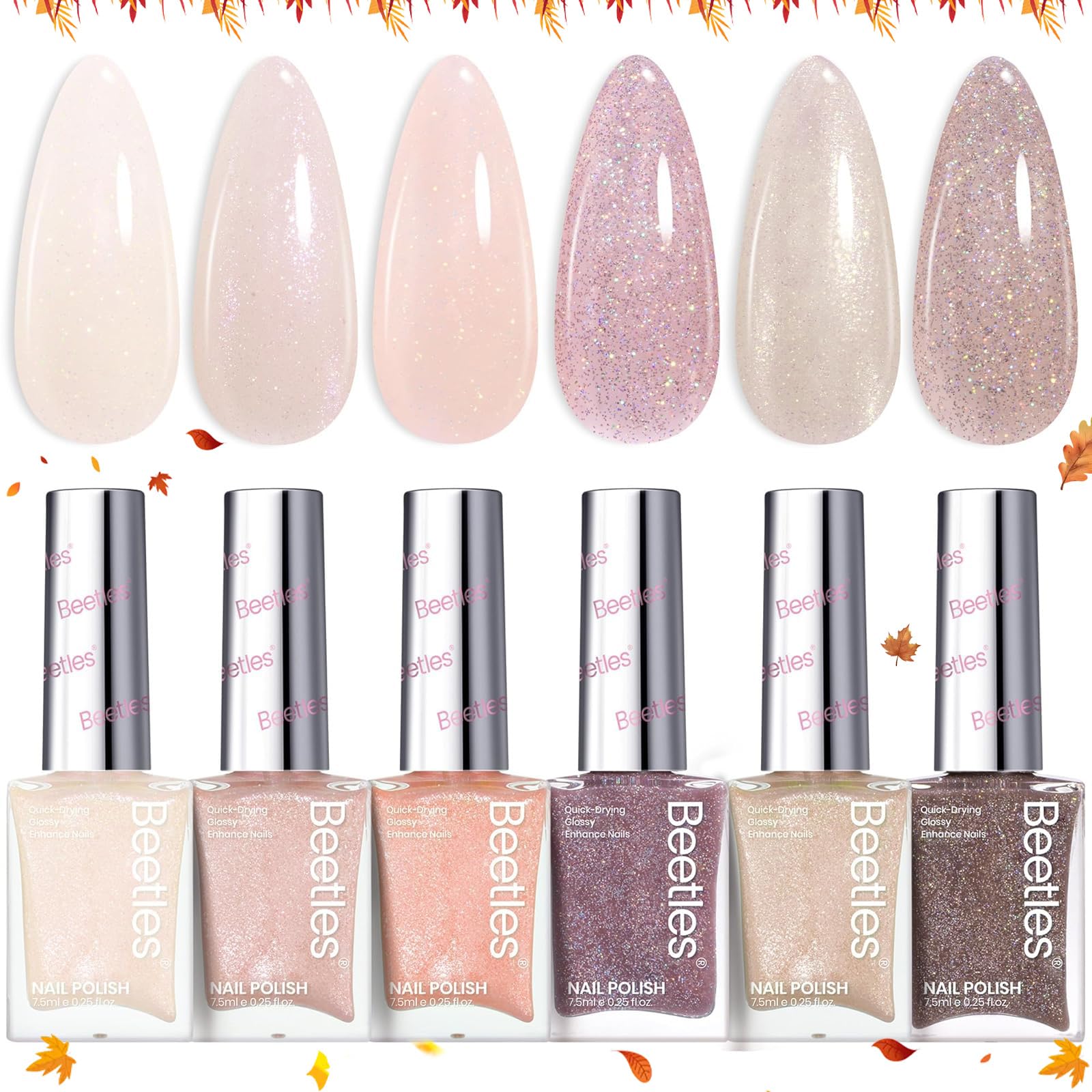 Beetles Gel Polish ensemble neutres: teinte claire et éclat naturel pour les ongles.