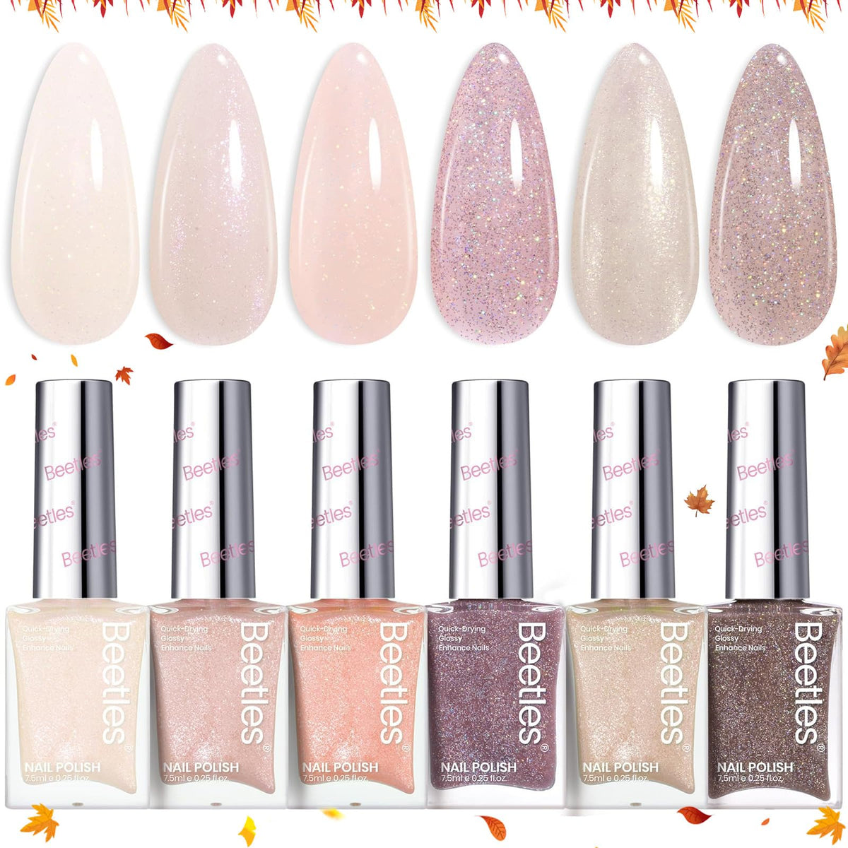 Beetles Gel Polish ensemble neutres: teinte claire et éclat naturel pour les ongles.