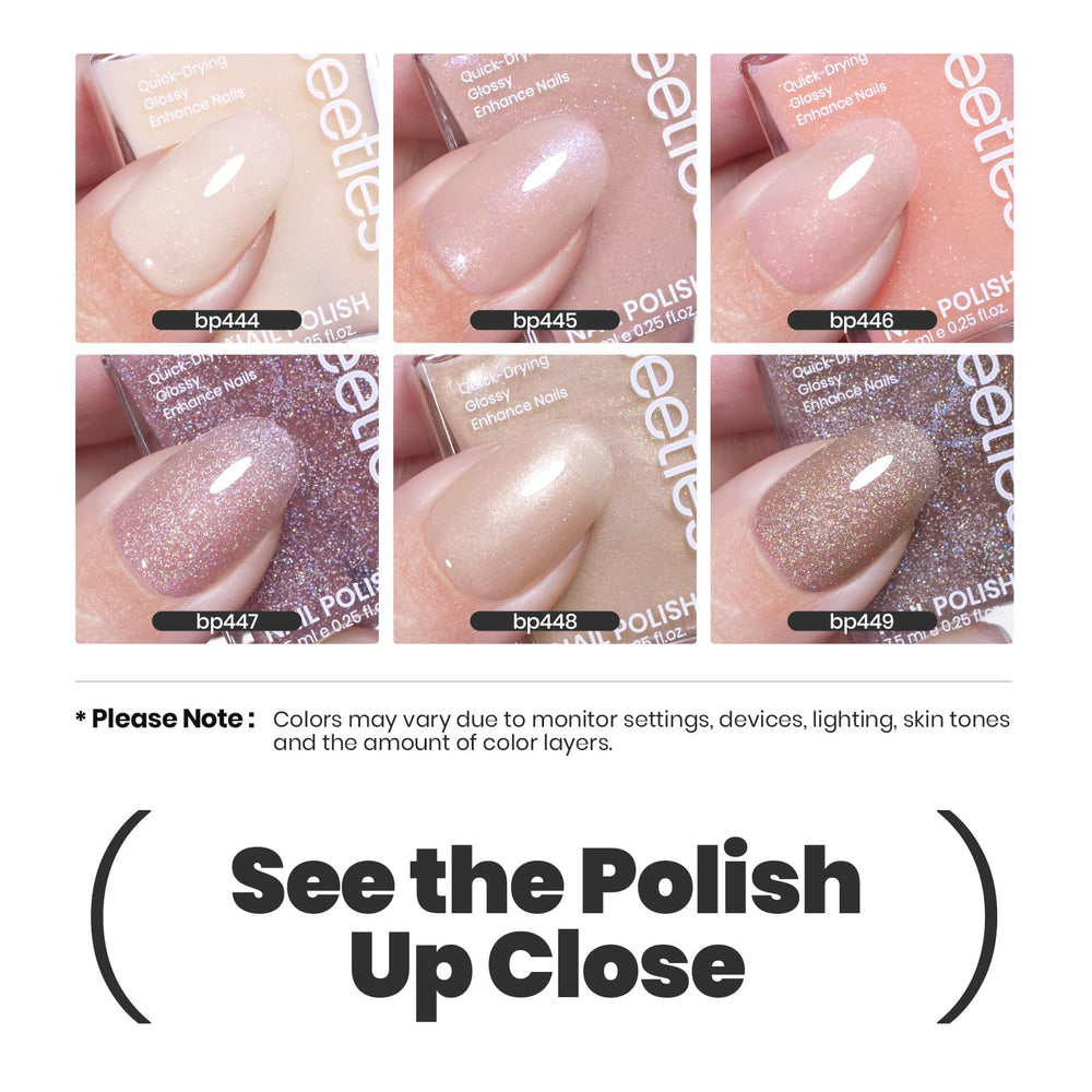 Beetles Gel Polish ensemble neutres: application douce et séchage rapide.