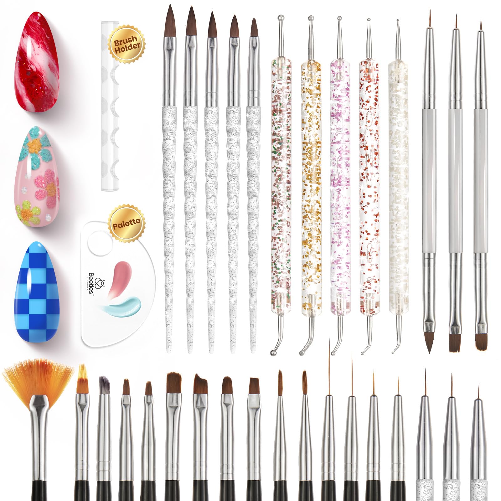 Beetles Gel Polish ensemble pinceaux arts ongles pour motifs précis