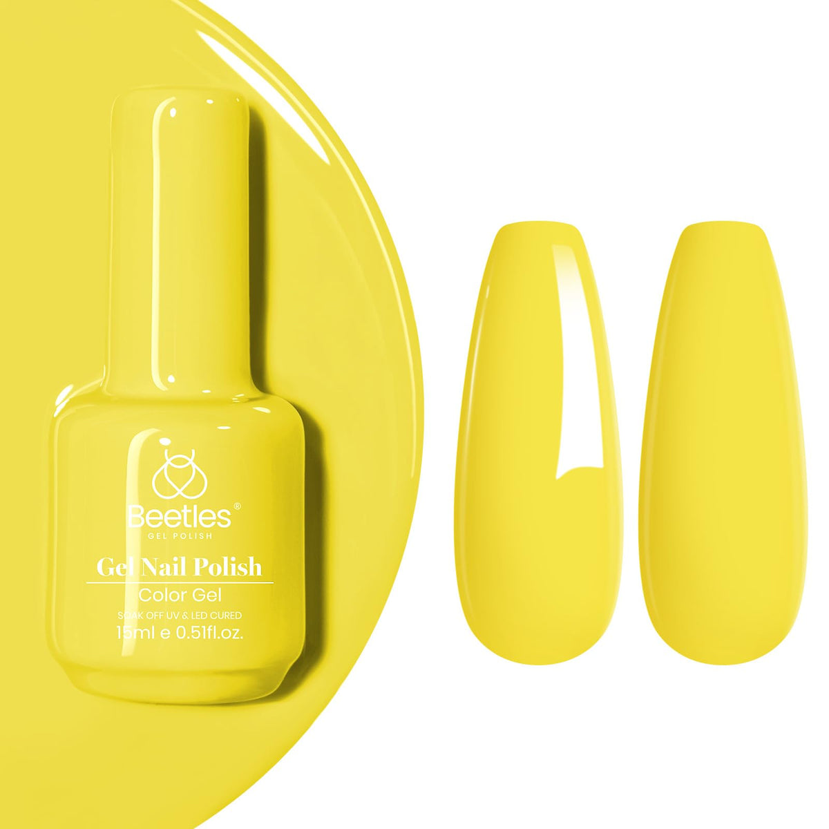 Beetles Gel Polish Canari Jaune – bouteille lumineuse pour couleur vive et durable