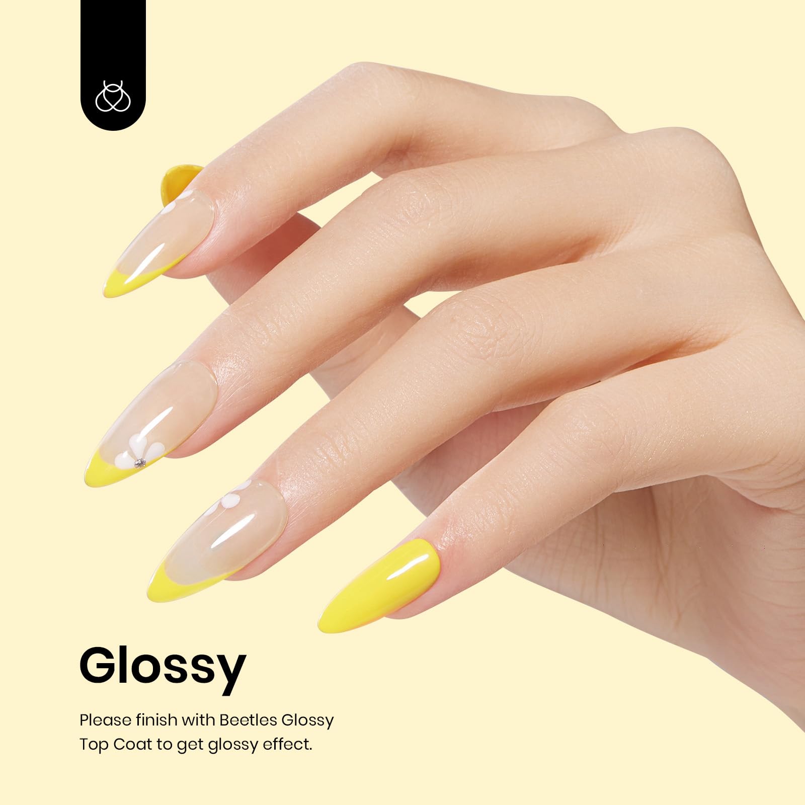 Beetles Gel Polish Canari Jaune – finition brillante après chaque couche