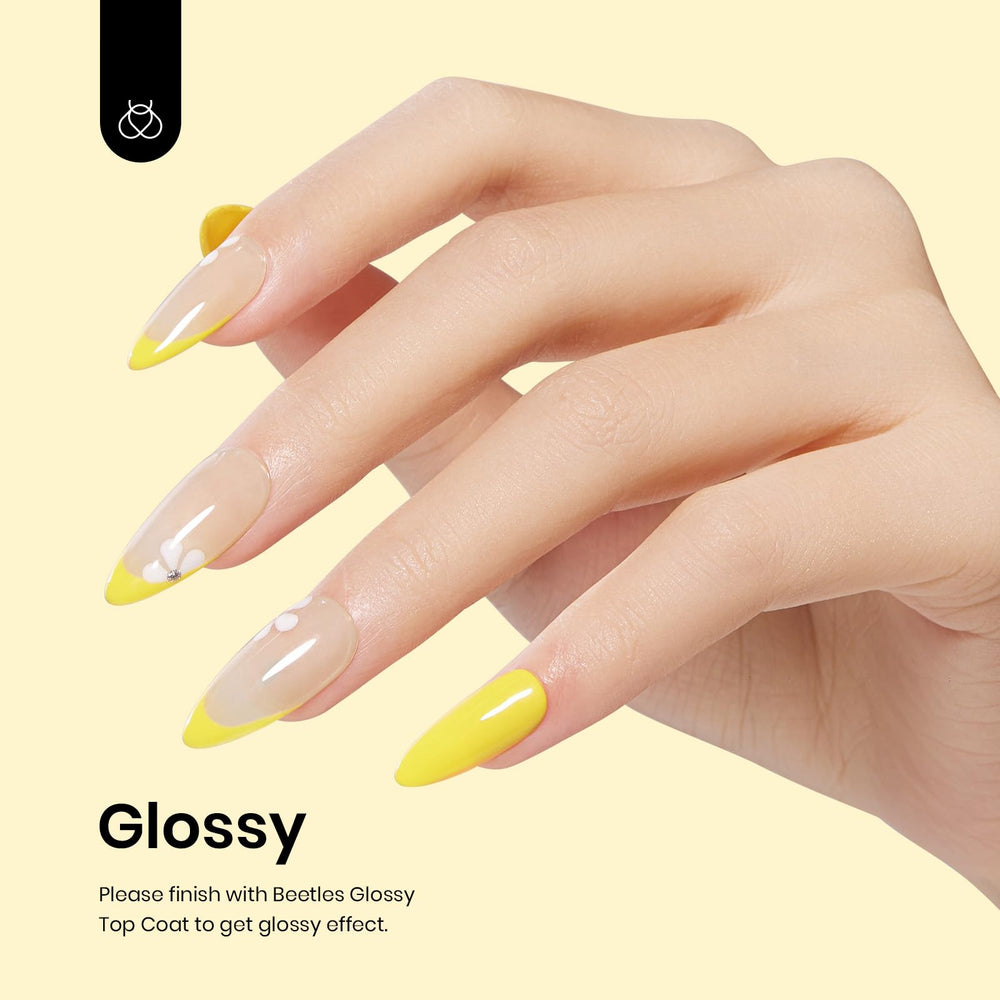 Beetles Gel Polish Canari Jaune – finition brillante après chaque couche