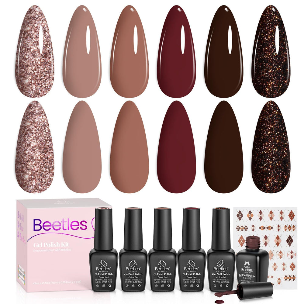 Beetles Gel Polish Kit – teinte marron foncé pour une manucure sophistiquée.