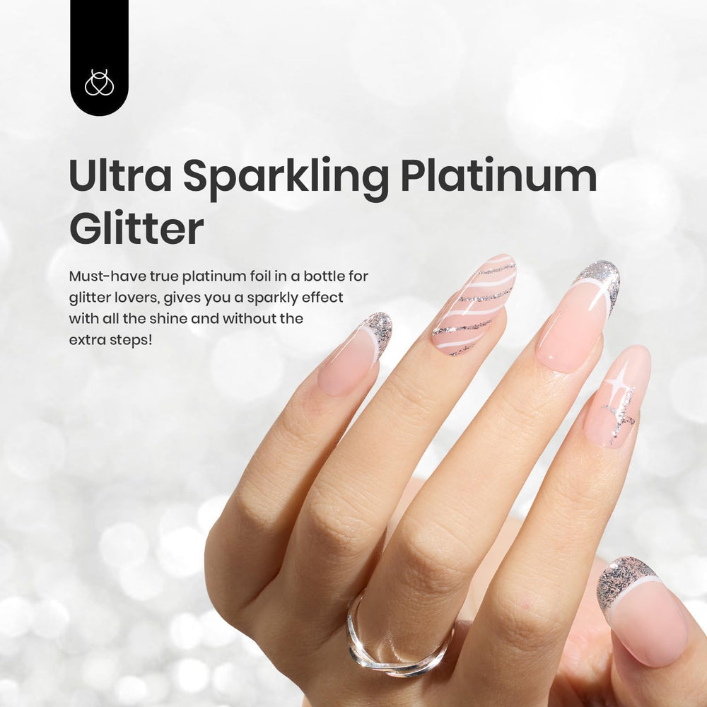 Liner paillettes argentées Beetles Gel Polish pour accents nail art éclatants.