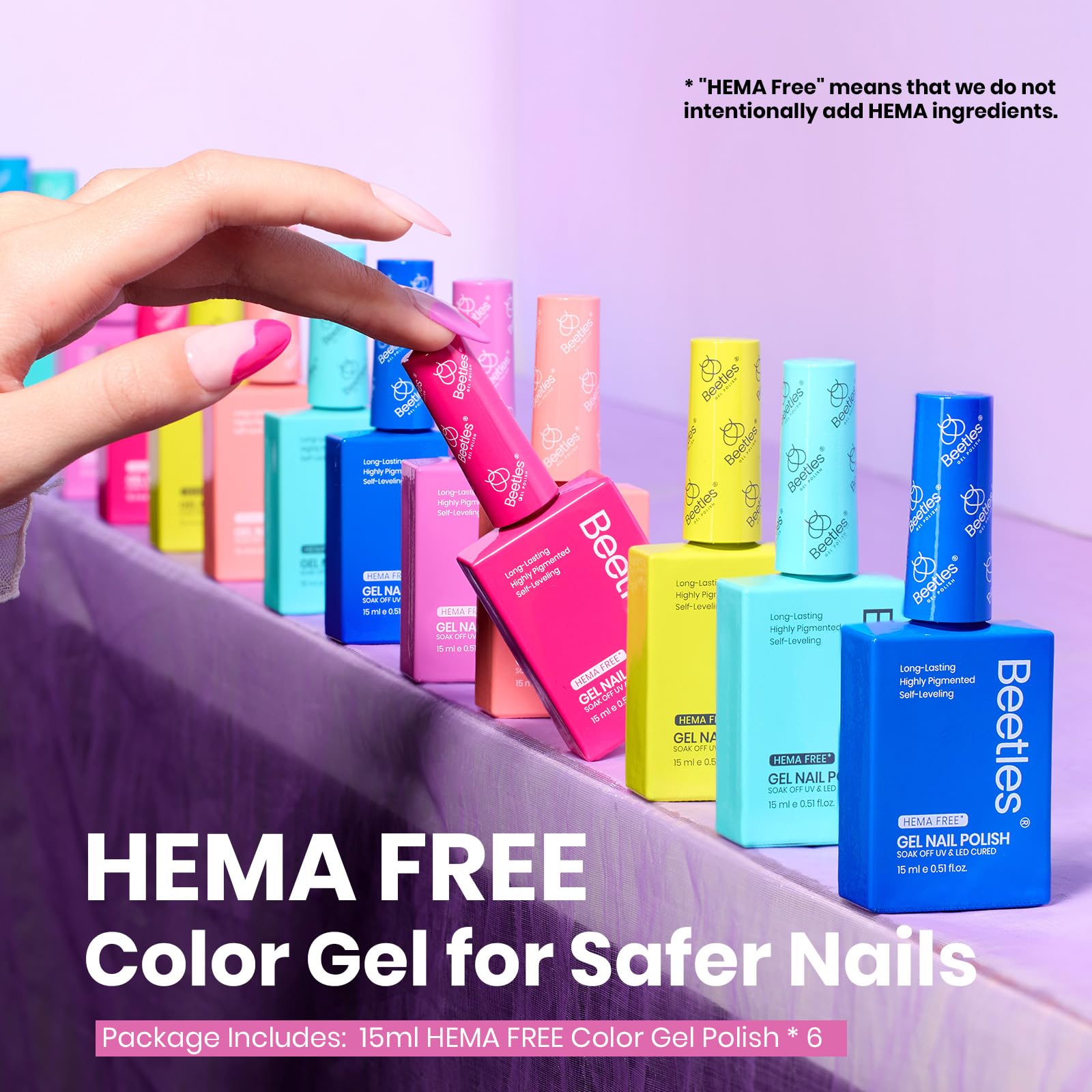 Beetles Gel Polish Néon Ensemble 6 couleurs – variété prête pour différents looks.