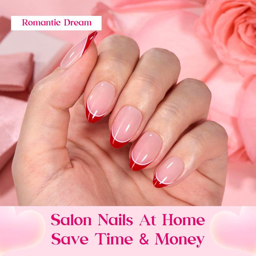 Beetles Gel Polish — onglets valentines nude almond-tip, couleur naturelle et durable.