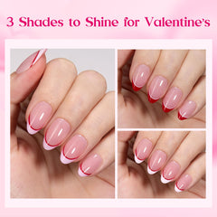 Beetles Gel Polish — onglets valentines rose pâle almond-tip, touche délicate à la maison.
