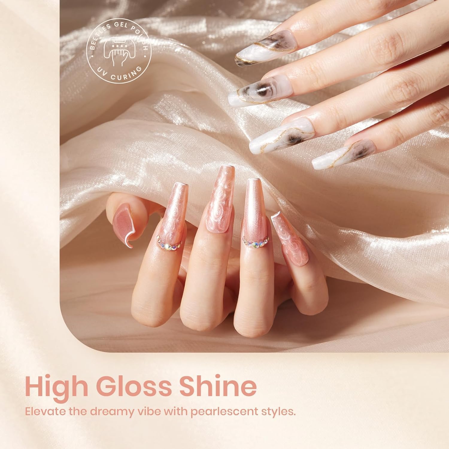 Beetles Pearl Gel Polish orange lumineux pour des accents festifs et dynamiques