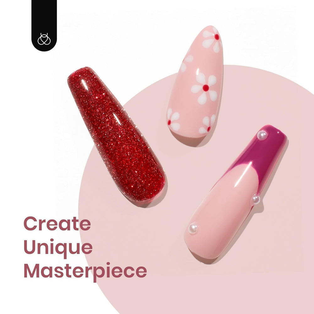 Beetles Gel Polish paillettes rouge Marvelous Lady, brillance festivalière pour ongles captivants.