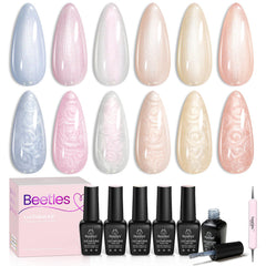 Beetles Pearl Gel Polish ensemble 6 couleurs perle et glitter pour une finition éclatante