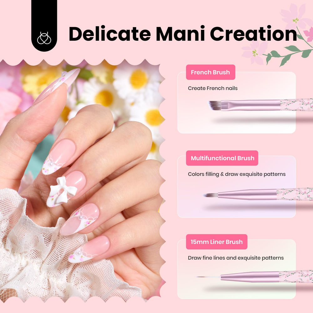 Pinceau French Beetles Gel Polish pour finitions propres sur les contours.