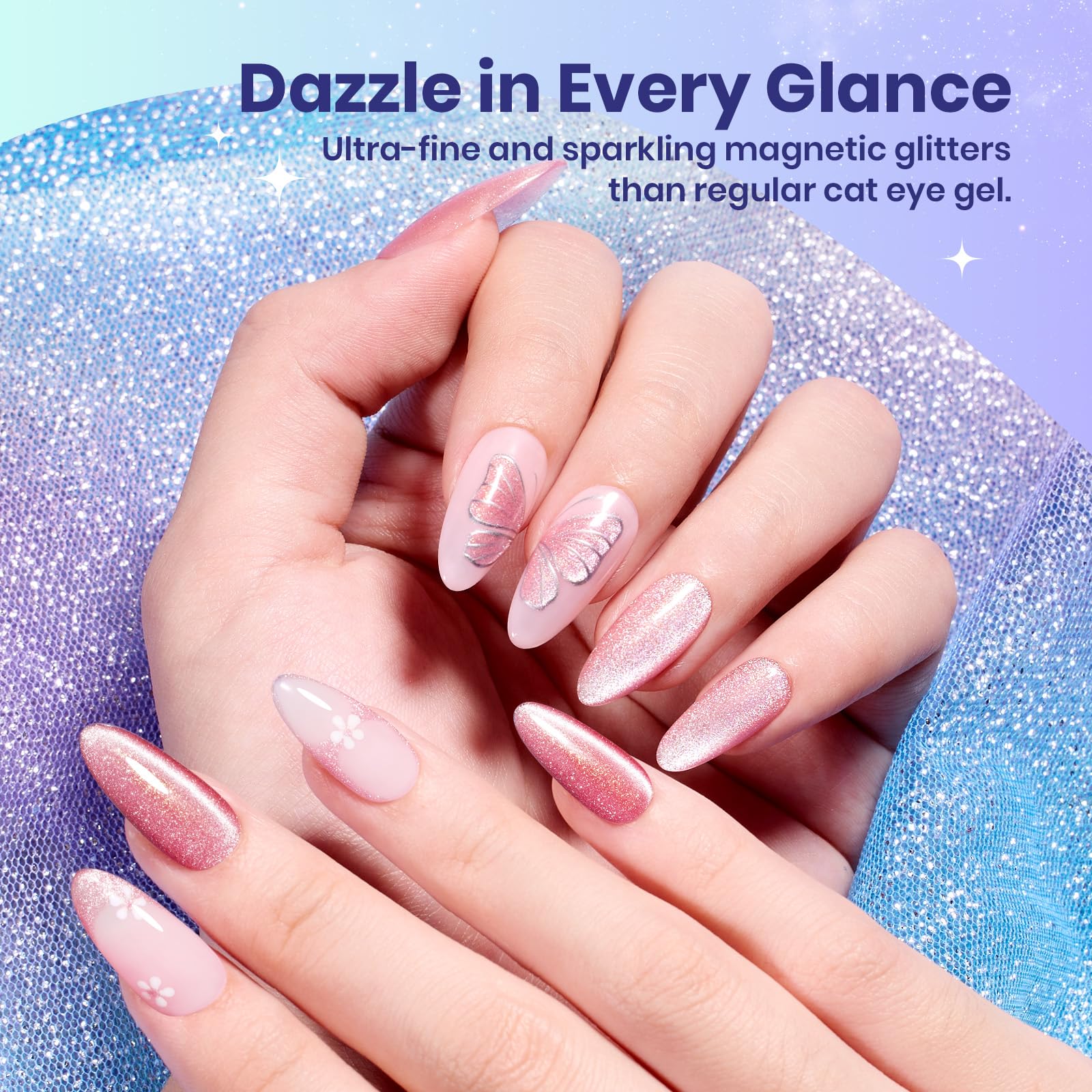 Beetles Gel Polish Romantique Galaxie – œil-de-chat lilas, touche romantique et polyvalente.