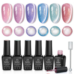 Beetles Gel Polish Romantique Galaxie – œil-de-chat rose, longue tenue et brillance élégante.