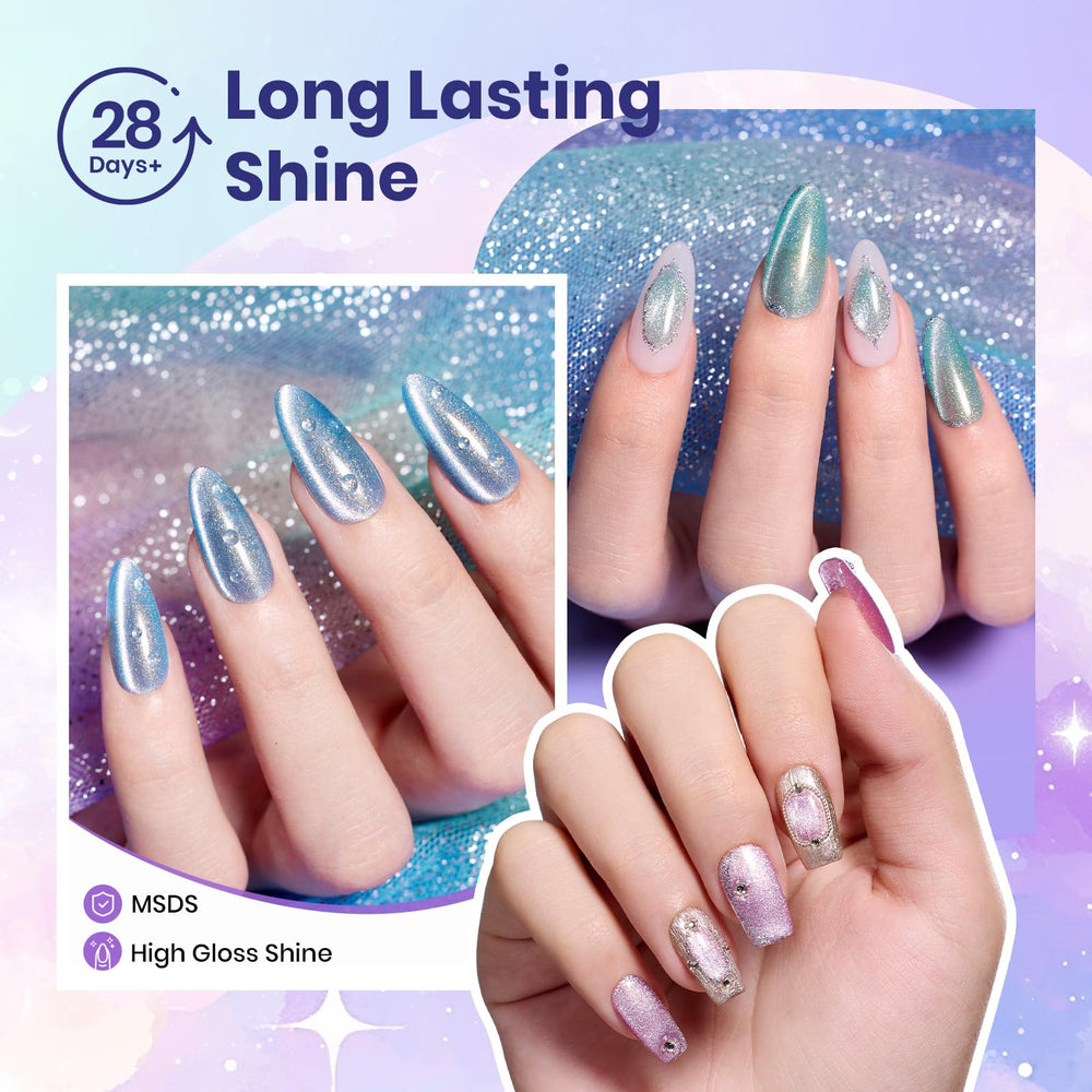 Beetles Gel Polish Romantique Galaxie – œil-de-chat rouge, scintillement glamour et longue usure.