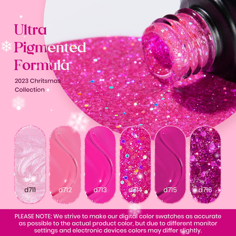 Beetles Gel Polish Rose Angel – echantillons montrant effet paillette rose clair