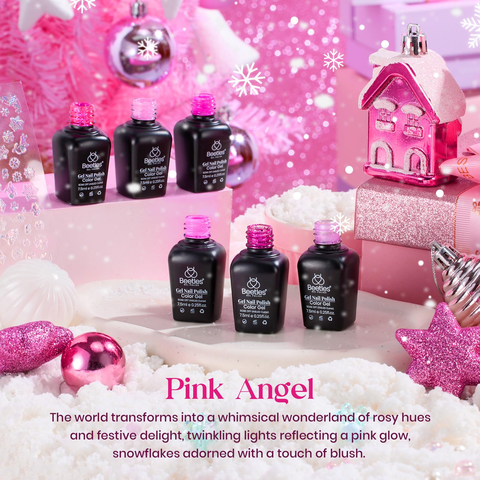 Beetles Gel Polish Rose Angel – palettes echantiillons montrant nuances rose
