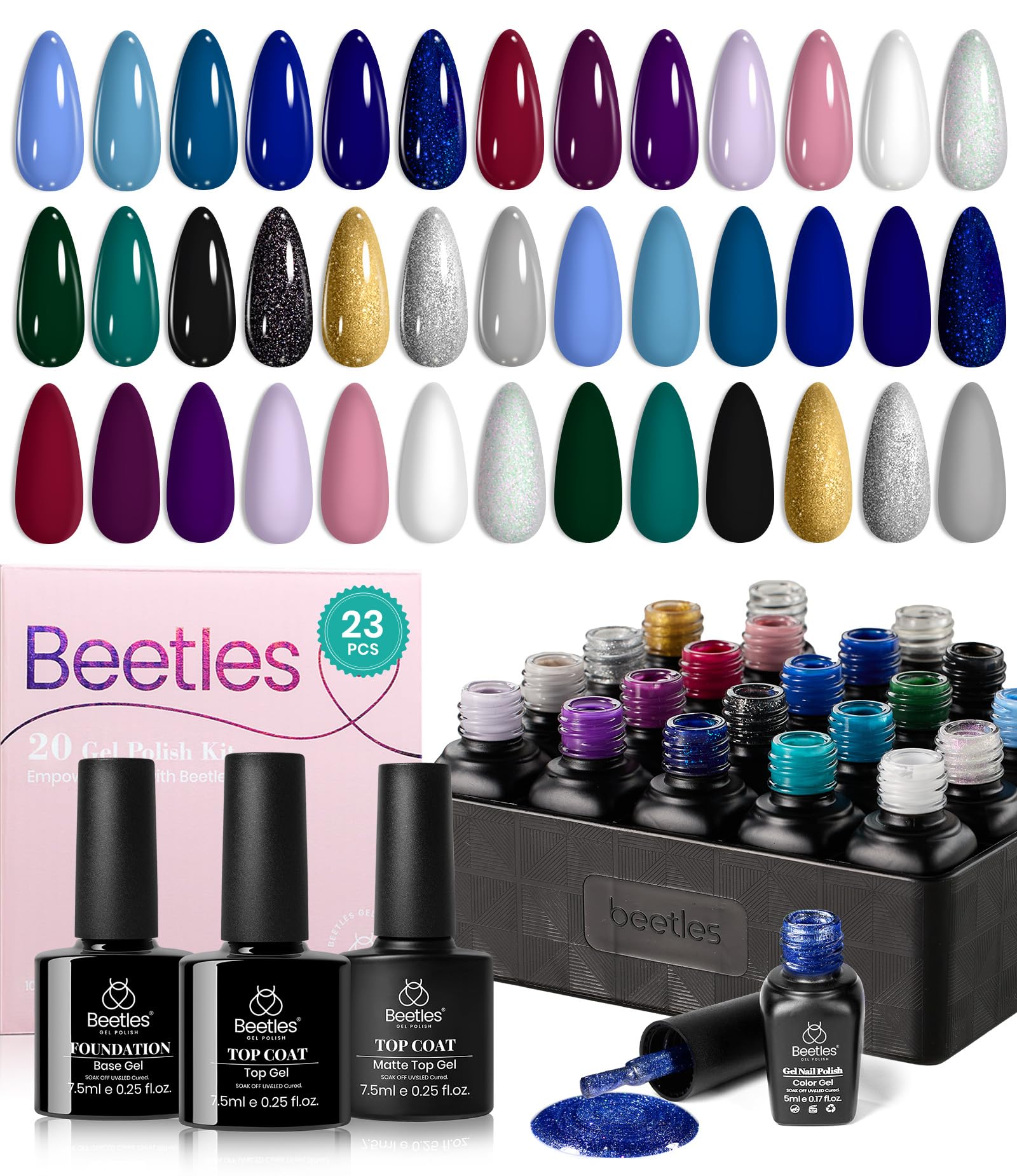 Beetles Gel Polish rose pailleté, fini glamour et brillance scintillante.