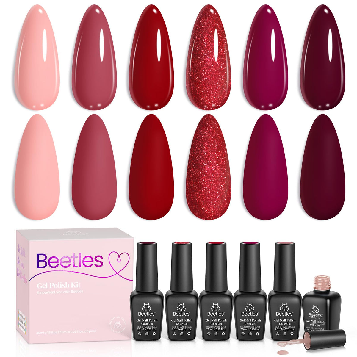 Beetles Gel Polish rouge Marvelous Lady, teinte rouge éclatante pour une manucure tendance et durable.