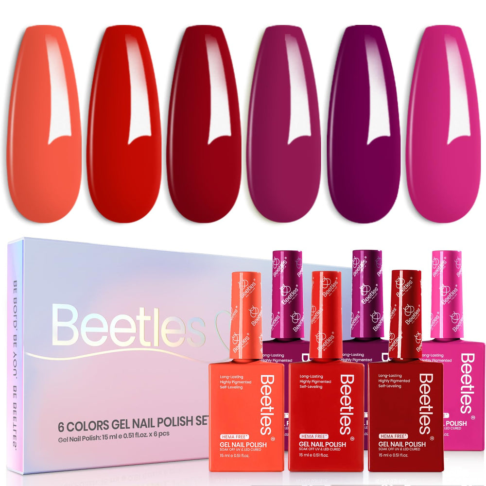 Beetles Gel Polish rouge vif, parfait pour une manucure durable et audacieuse.
