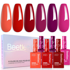 Beetles Gel Polish rouge vif, parfait pour une manucure durable et audacieuse.