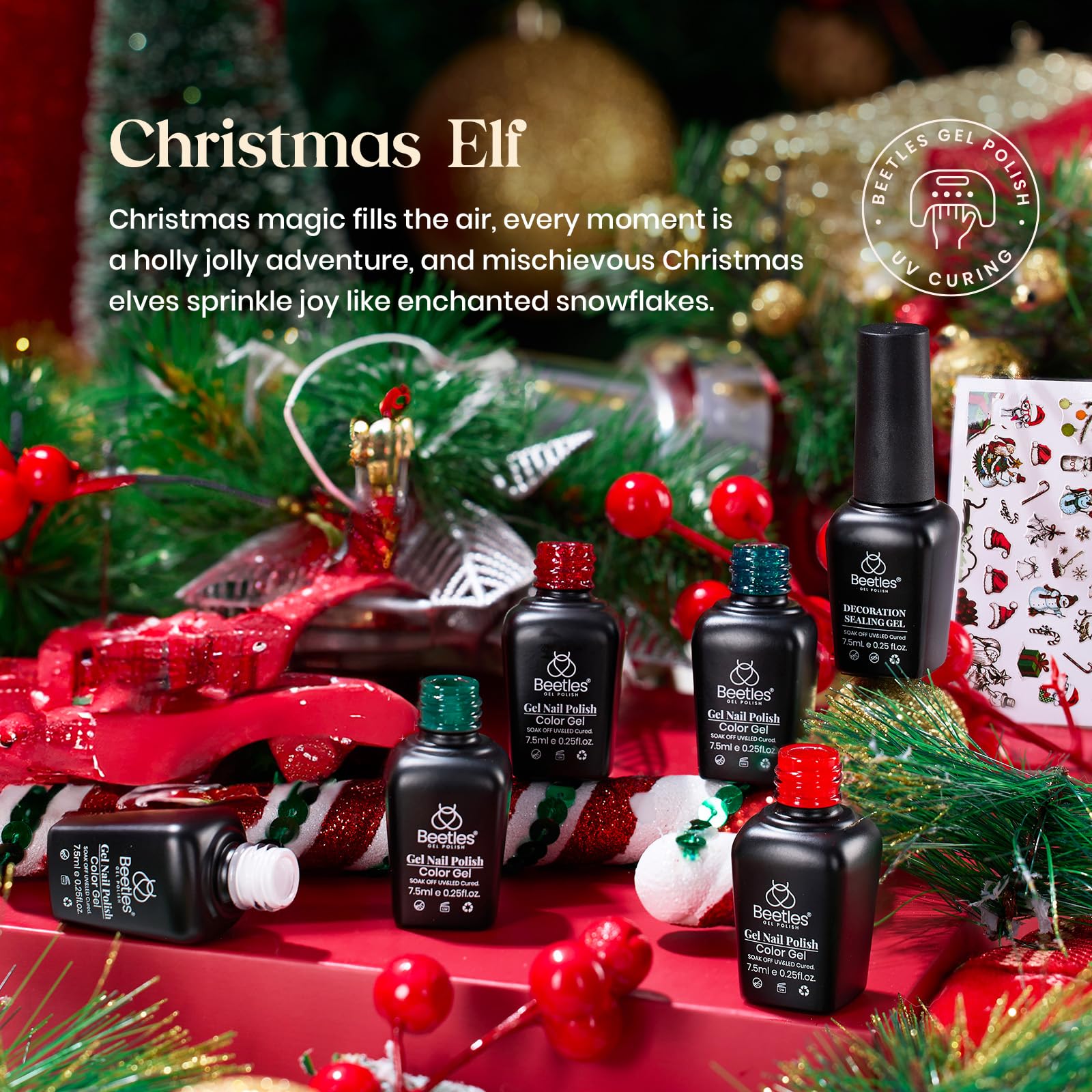 Beetles Gel Polish Vert Étincelle – brillance festive et éclat durable.