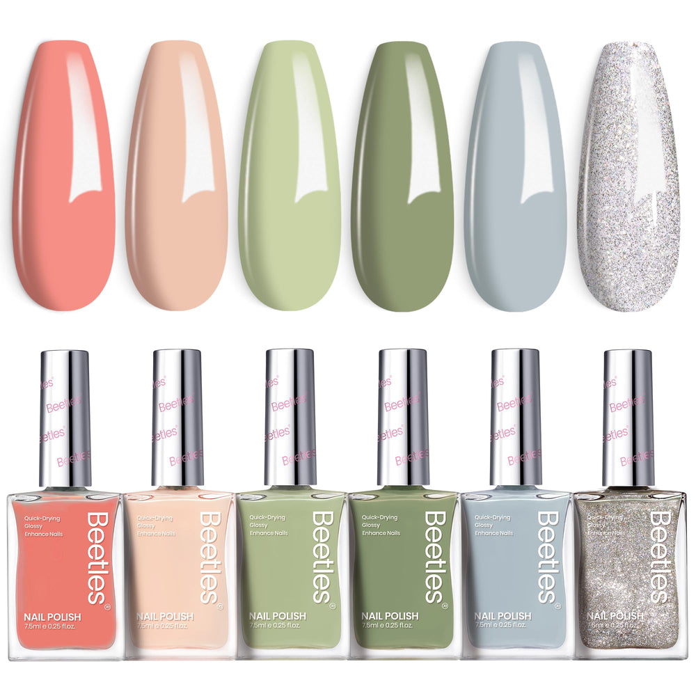 Beetles Gel Polish P176, vernis vert étincelant, longue tenue et brillance parfaite pour des ongles festifs
