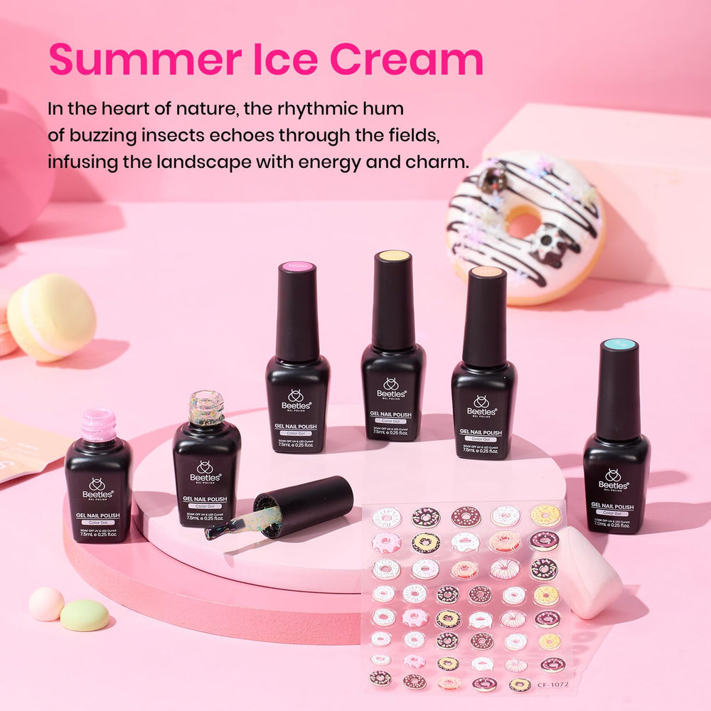 Beetles Gel Polish Set vert macaron, parfait pour des ongles pastel tendres.