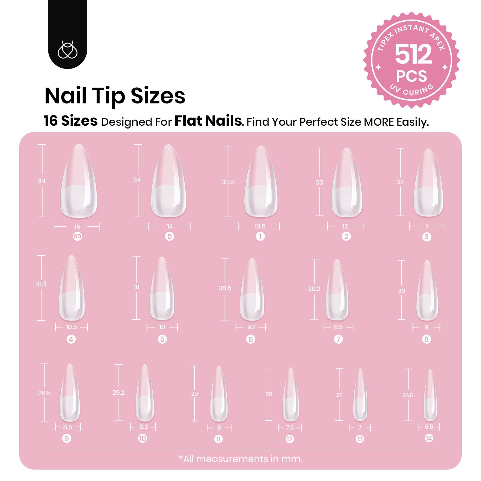 Beetles Tipex: boîte 512 pièces pour ongles renforcés.