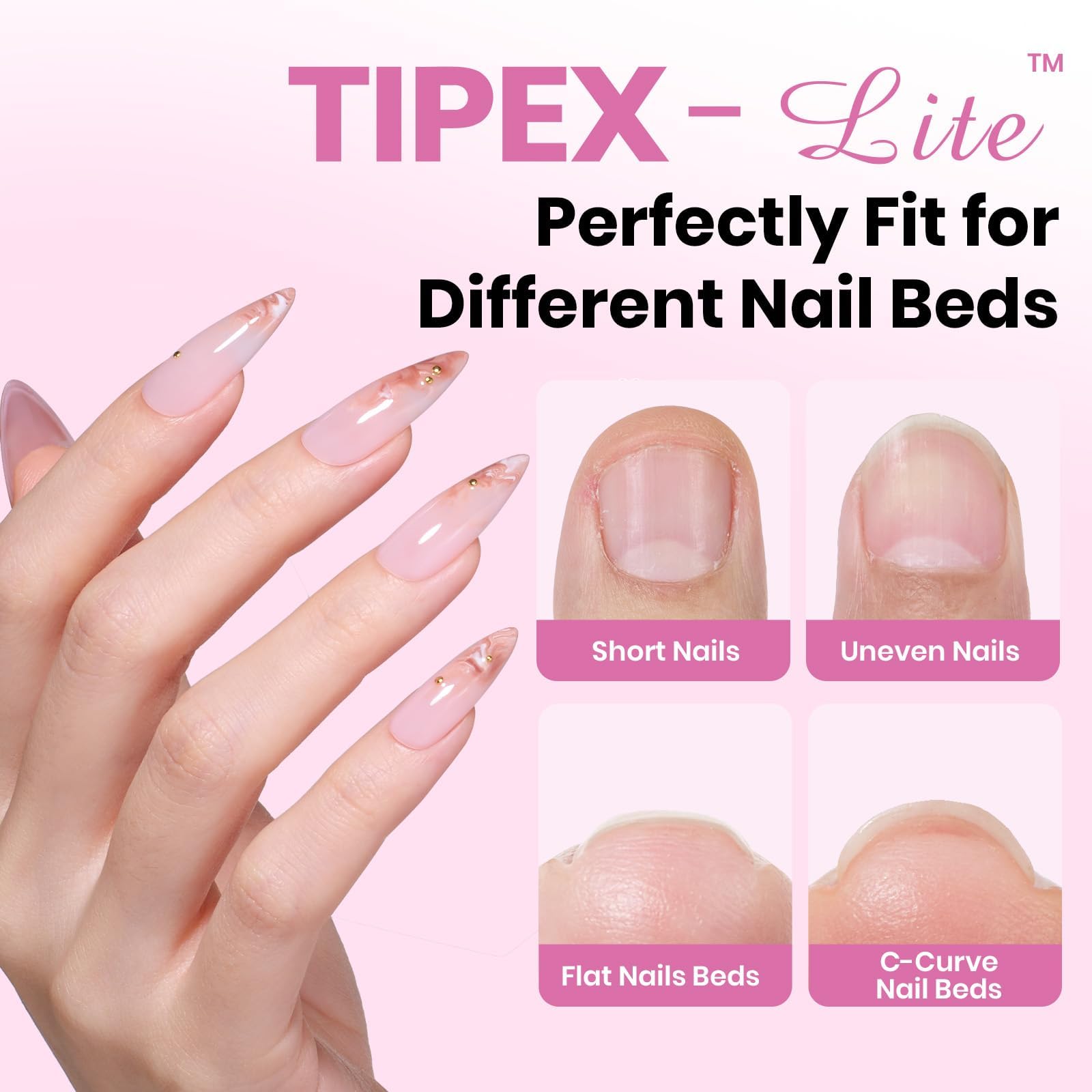Beetles Gel Polish Tippex Lite 512 pièces: 16 tailles pour s’adapter à chaque forme d’ongle.