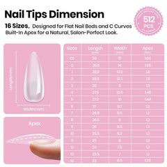 Beetles Gel Polish Tippex Lite Apex Stiletto Moyen: embouts robustes pour une extension élégante.