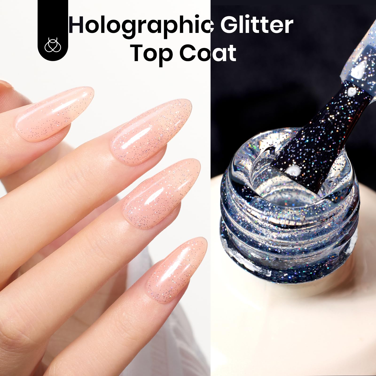 Beetles Gel Polish Top Coat paillette holographique pour toutes les couleurs.