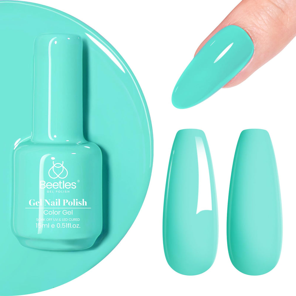 Beetles Vert Cascade, bouteille montrant la teinte idéale pour une manucure durable.