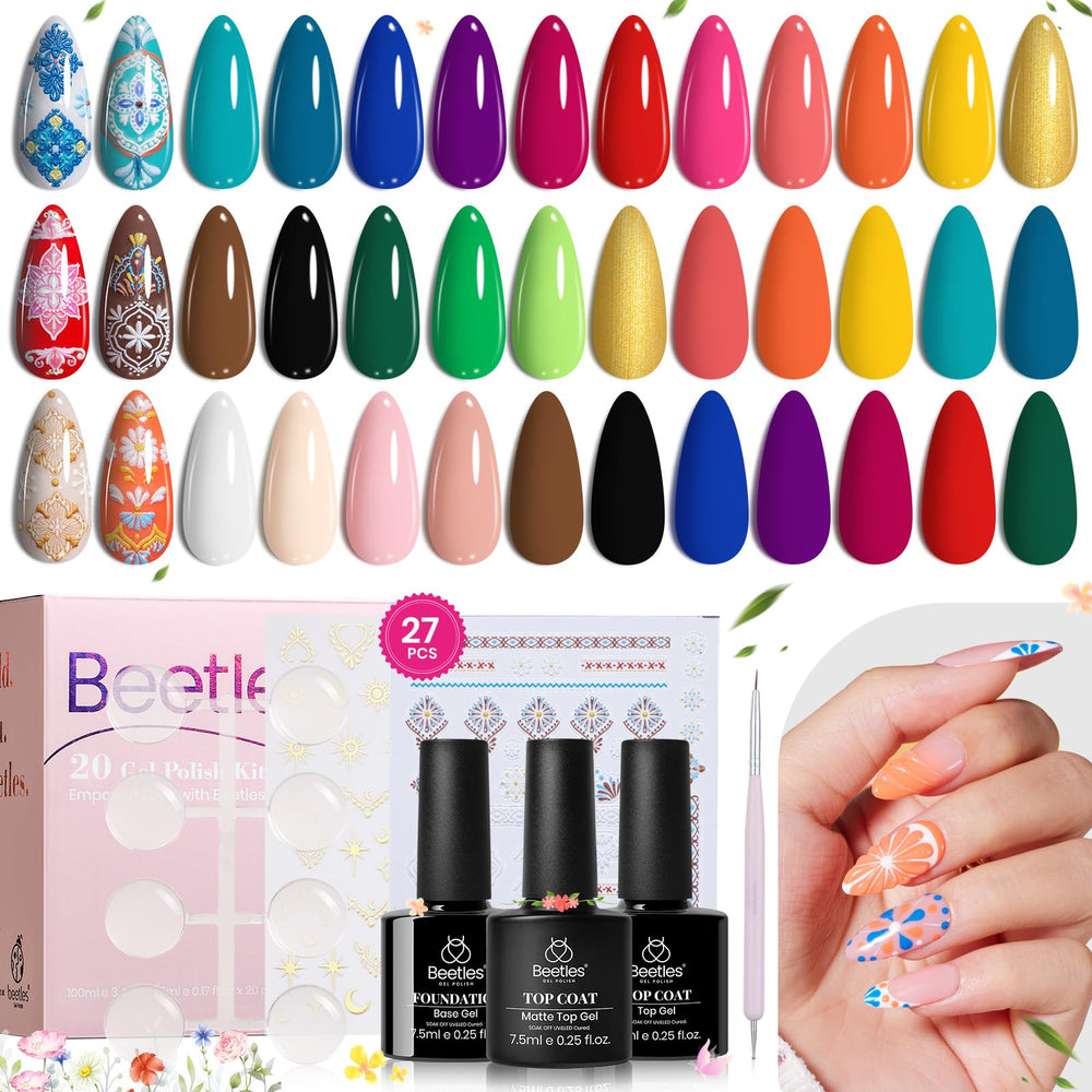 Beetles Gel Nail Polish, ensemble 20 couleurs – variété durable pour votre manucure.