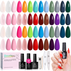 Beetles Gel Vernis ensemble 32 pièces avec couleurs variées pour une manucure à domicile.
