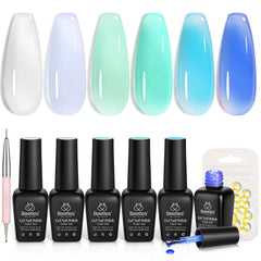 Beetles Jelly Gel Vernis bleu translucide pour une manucure estivale légère