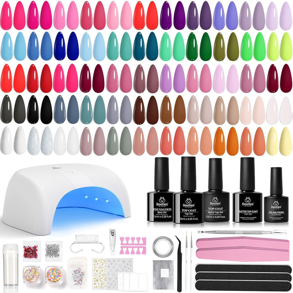 Beetles Gel Polish Kit: ensemble 55 couleurs pour manucure à domicile.