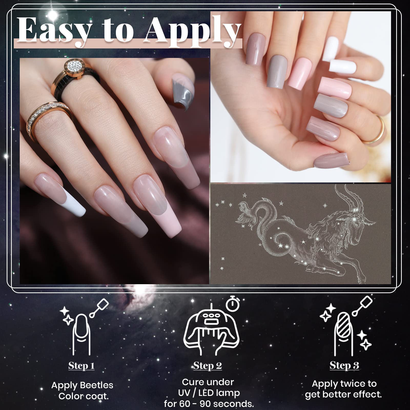 Beetles Gel Polish neutre blanc, rendu clair et net pour un look pur.