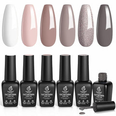 Beetles Gel Polish neutre, ensemble 6 couleurs pour une manucure polyvalente et moderne.
