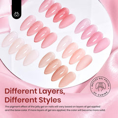 Beetles Gel Polish nude pink jelly pour couches translucides et finitions naturelles.