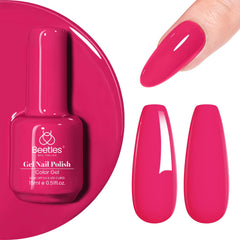 Beetles Gel Vernis Rose Fluo Tulipes sauvages pour une manucure lumineuse et durable.