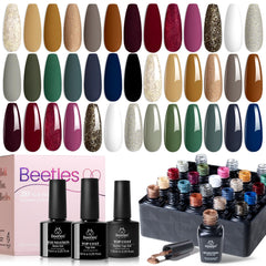 Beetles Gel Vernis Sonata: bouteille et application fluide pour une manucure professionnelle à domicile.