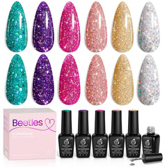 Beetles Glitter Gel Polish pink-silver-platinum for radiant, long-lasting sparkle nails.