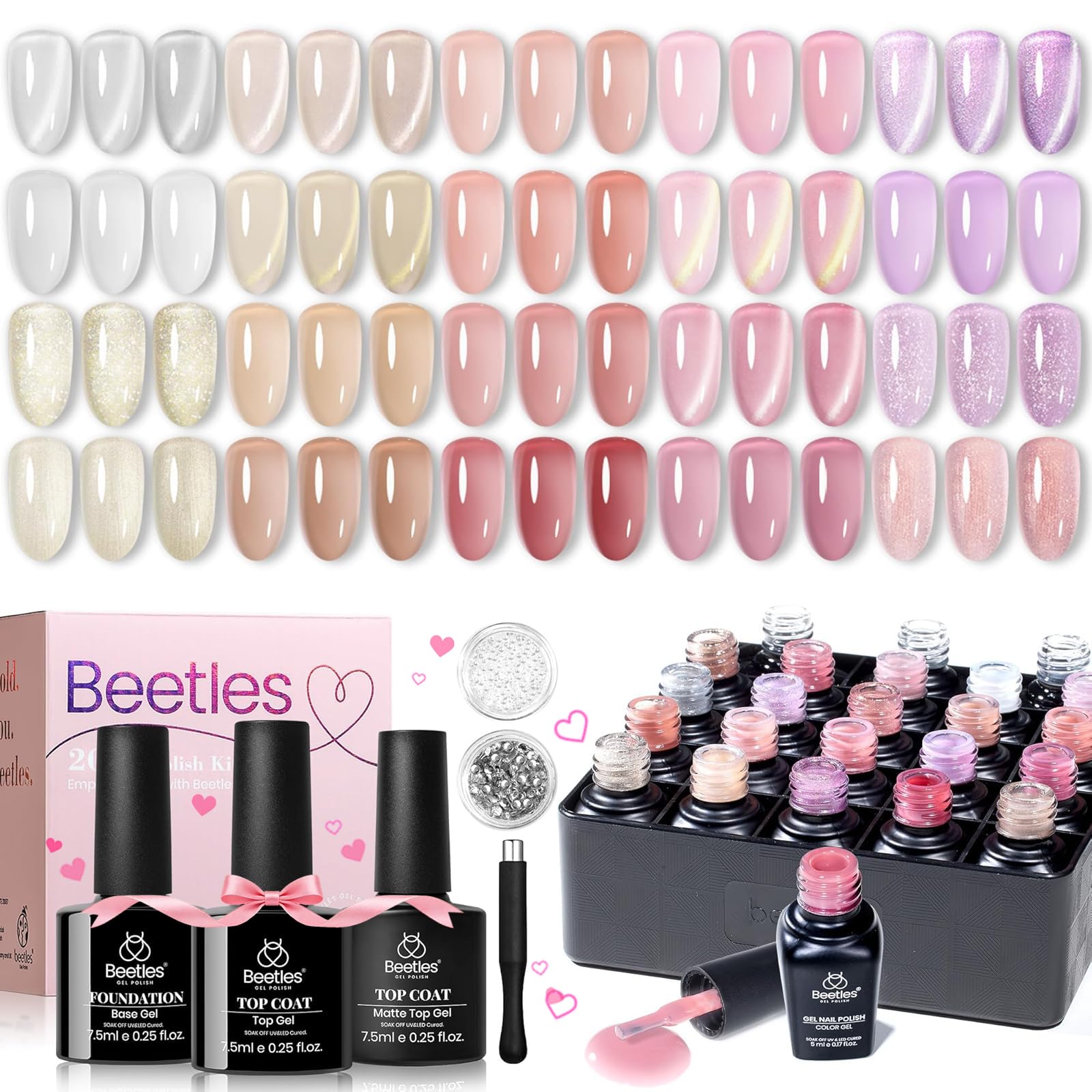 Beetles Glowy Grace vernis œil-chat sur ongles, effet lumineux et élégant.