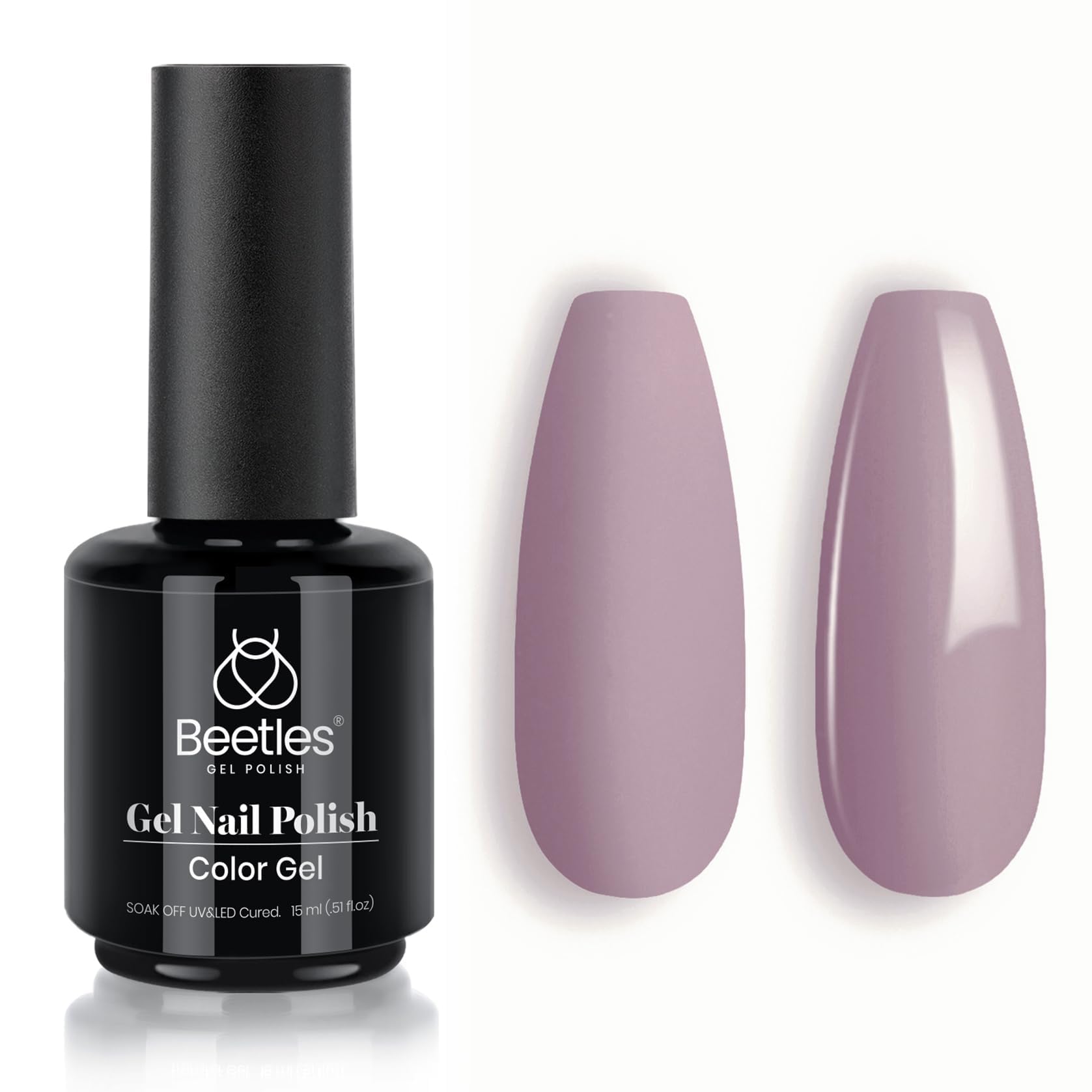 Beetles Gris Violet Gel Polish en bouteille 15 ml prête à l’application durable.