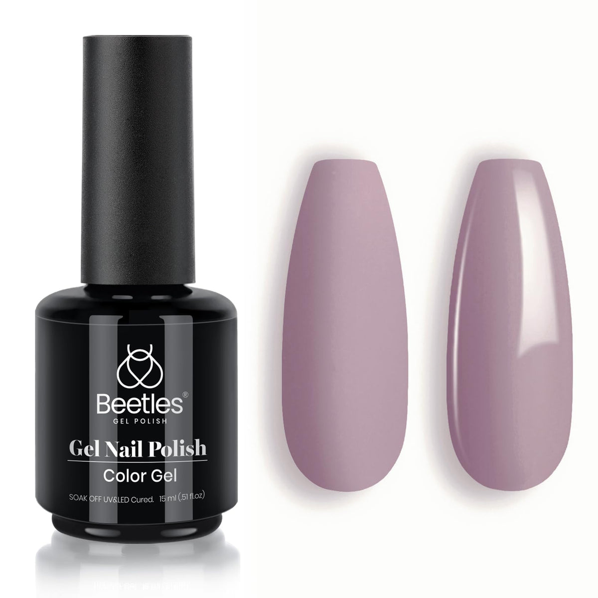 Beetles Gris Violet Gel Polish en bouteille 15 ml prête à l’application durable.