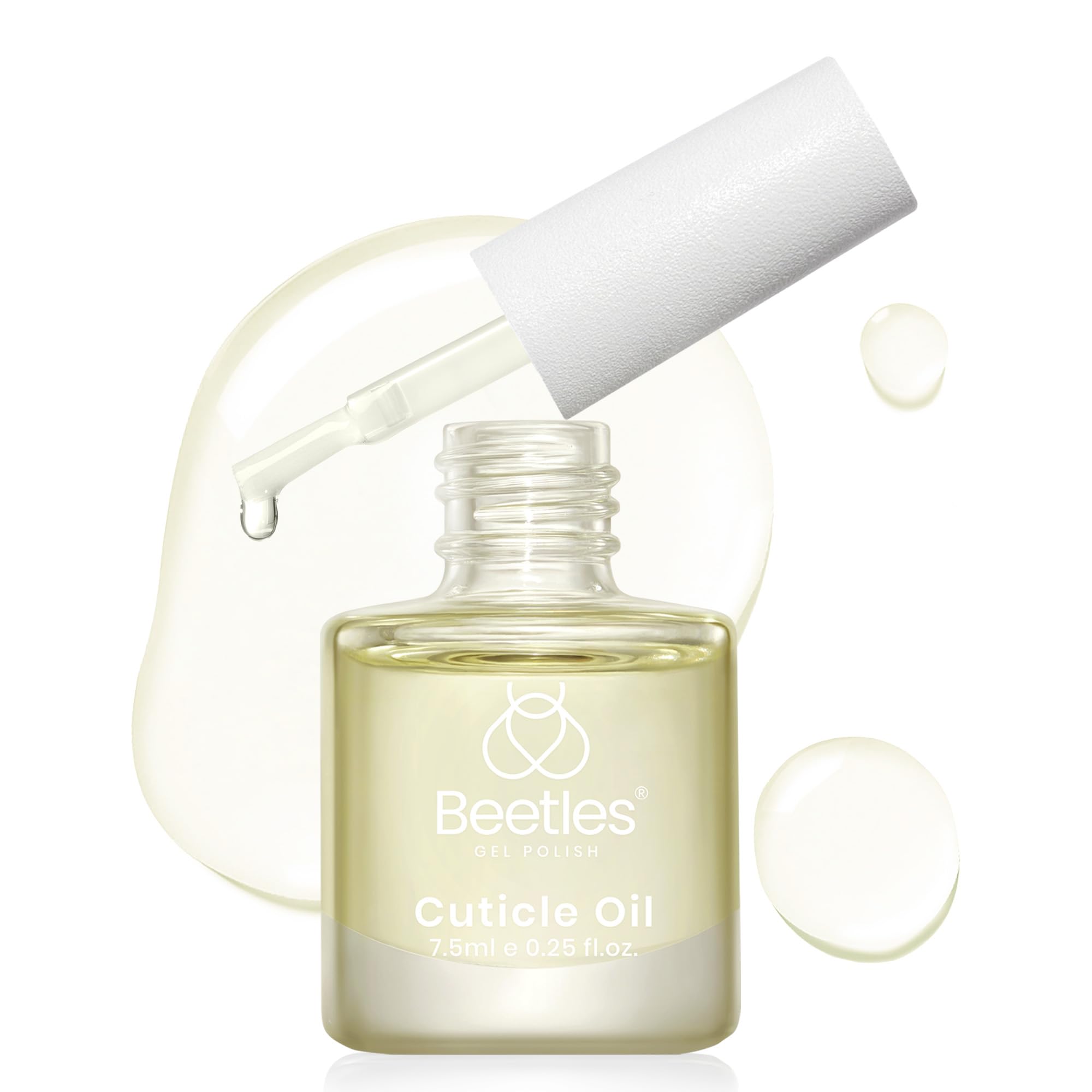 Beetles huile cuticule: bouteille et pinceau pour une application hydratante.