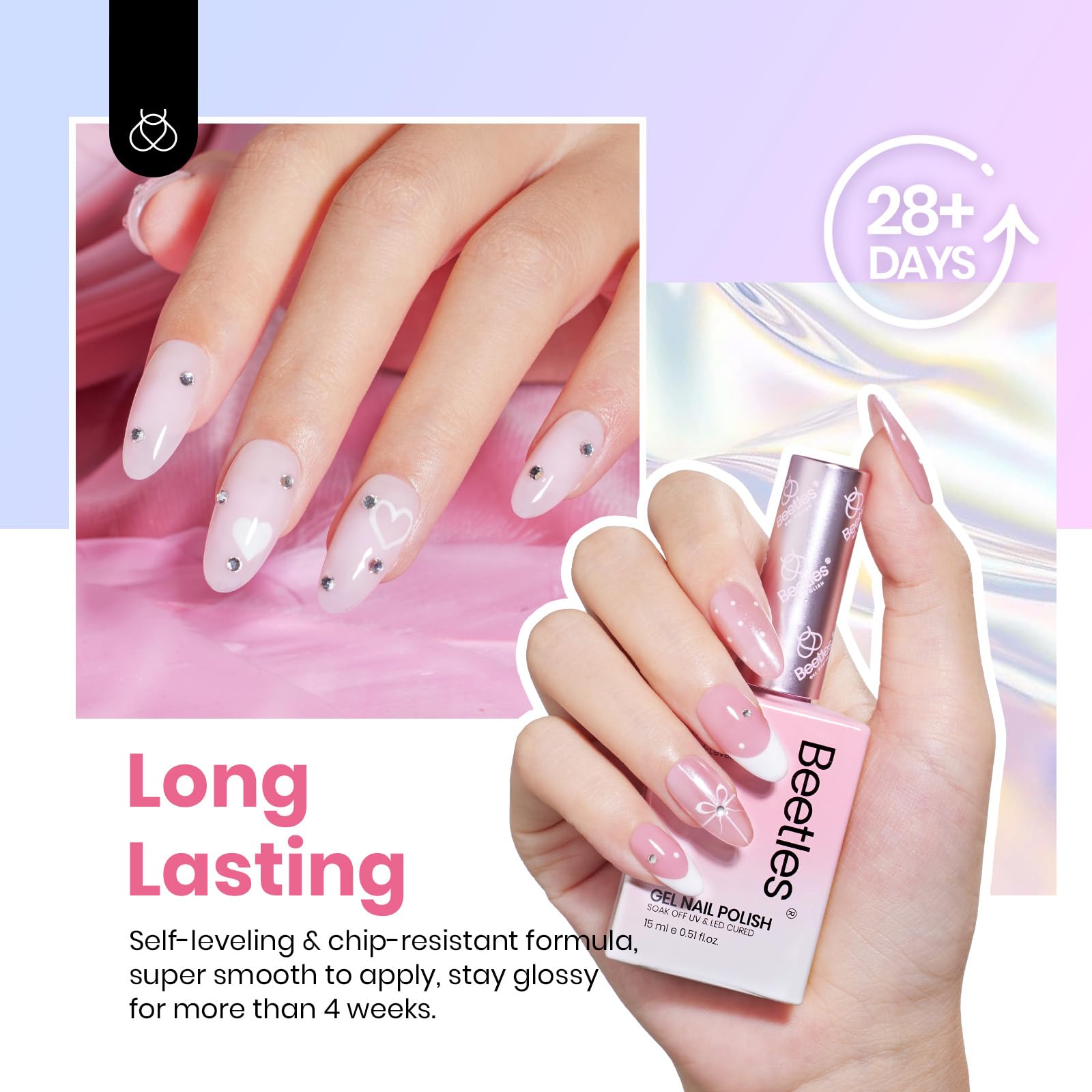 Beetles Jelly Gel Échantillons Rose Translucide : nuancier pour personnaliser la manucure translucide.